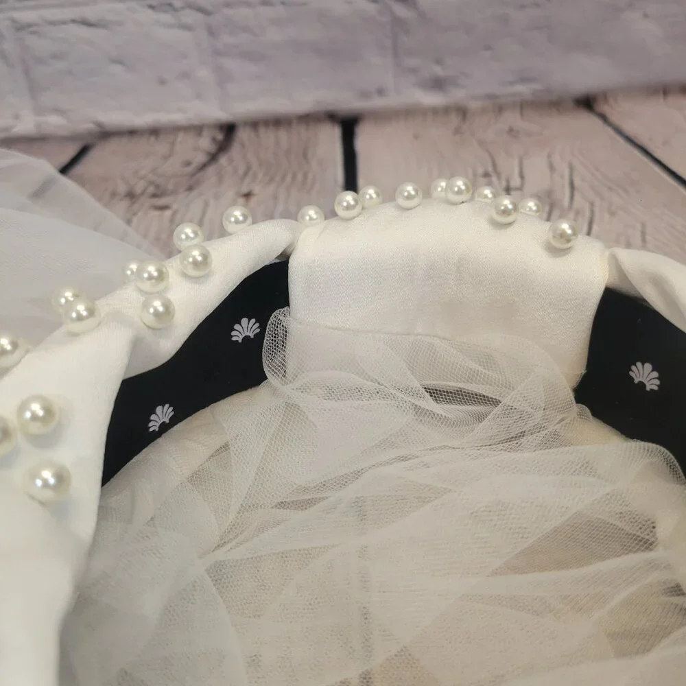 Lele Sadoughi Veil Imitation Pearl Satin Headband
